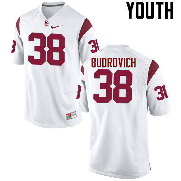 Youth #38 Reid Budrovich USC Trojans College Football Jerseys-White
